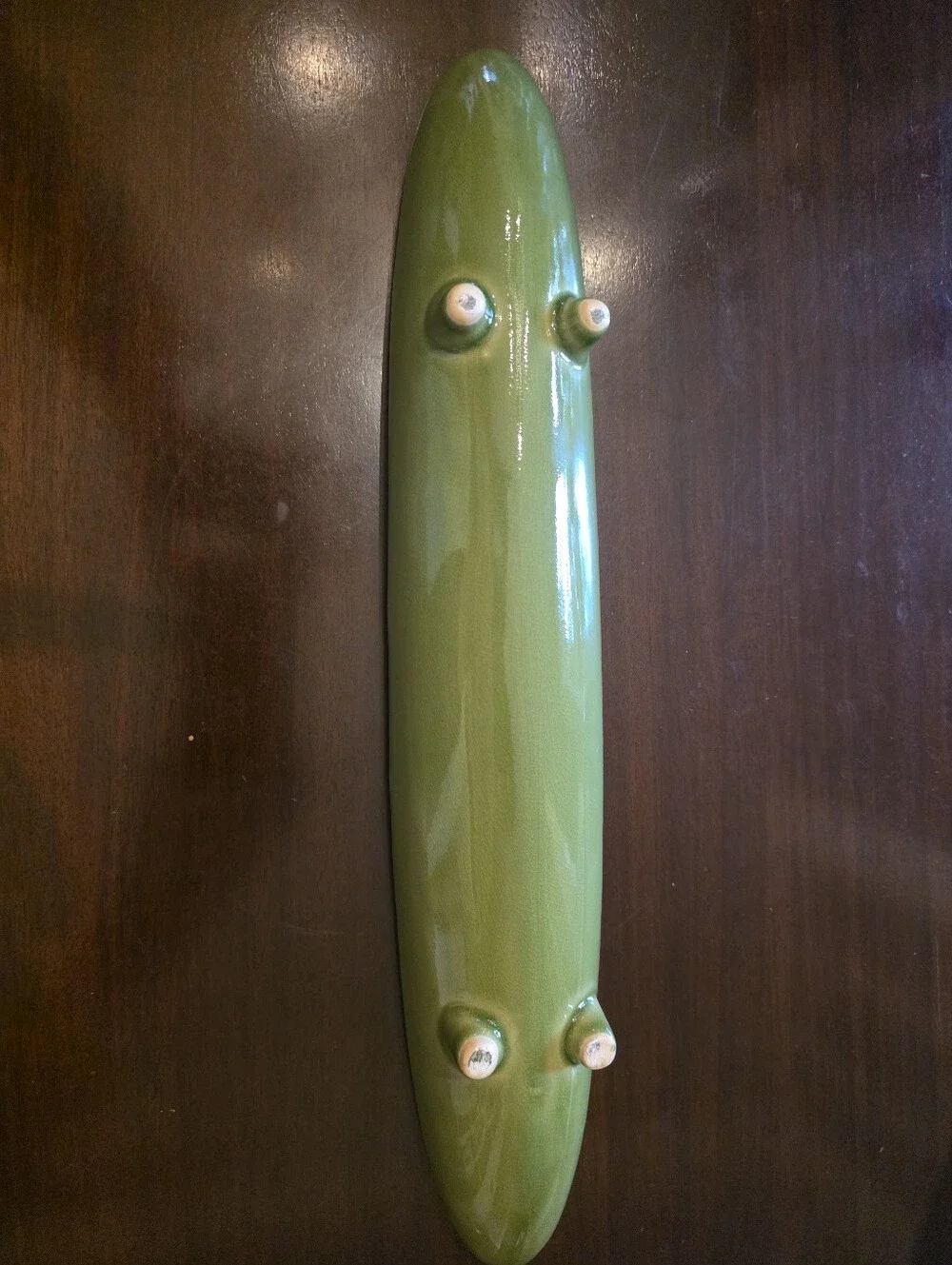 Long Green Ceramic Olive Or Condiment Dish